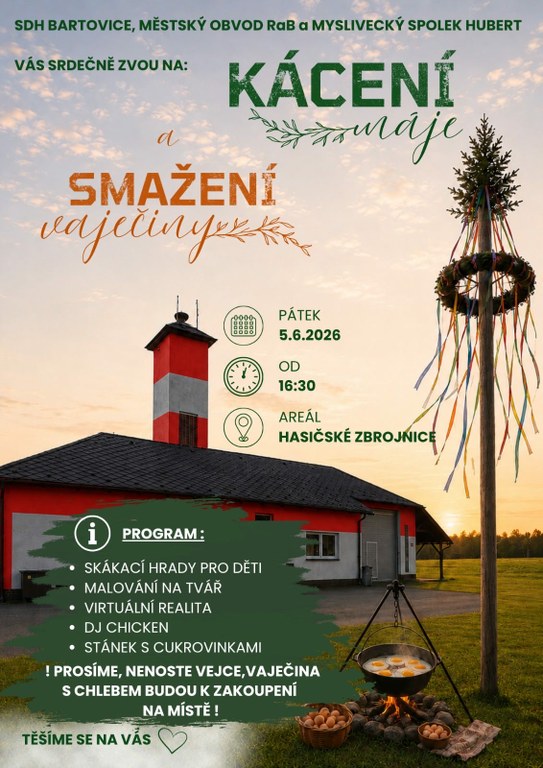 Pozvání na kácení Máje a smažení vaječiny