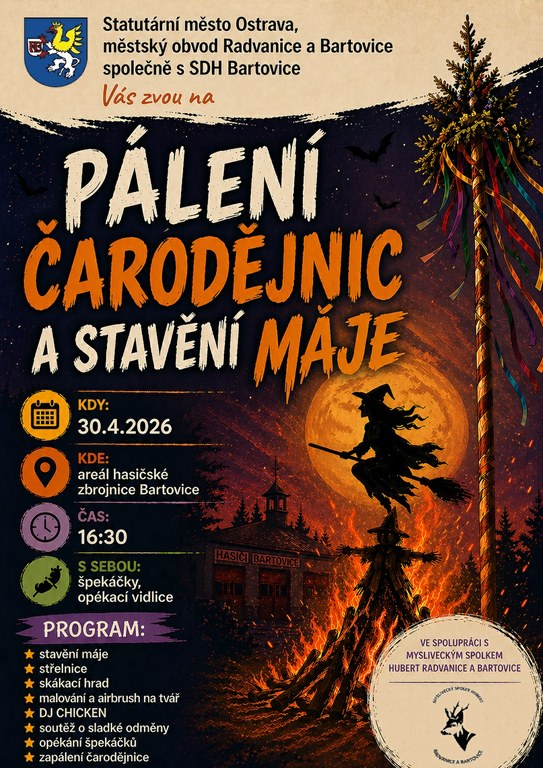 Pozvání na pálení čarodějnic a stavění máje
