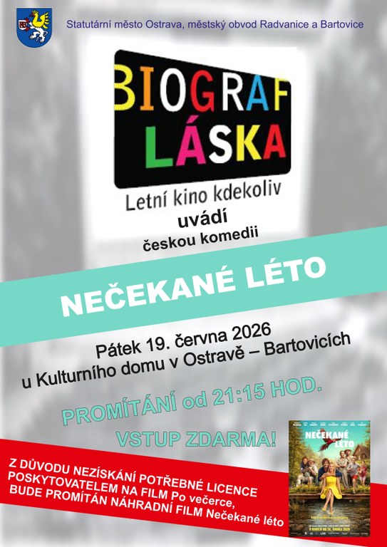 Pozvání na první letní kino do Bartovic - ZMĚNA FILMU!
