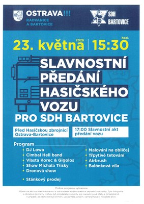 Pozvání na slavnostní předání hasičského vozu s doprovodným programem