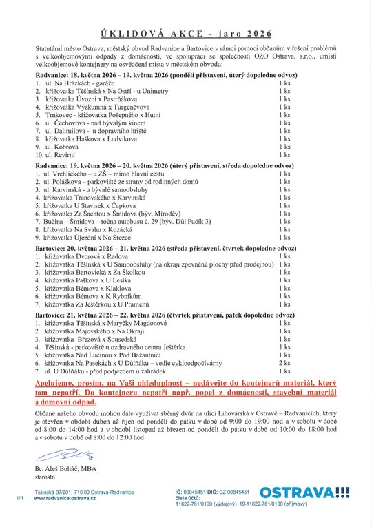 Úklidová akce - jaro 2026